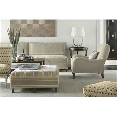 Room Scene: HC1581-70 Morris Cocktail Table, HC1504-51 Leigh Made To Measure,
HC1510-29 Inman Ottoman, HC1602-24 Emory Chair w/Exposed Legs,
HC1583-70/71 East Paces Side Table all shown in optional Dark Walnut finish and
HC1507-23 Ansley Slipper Chair shown in optional Weathered Linen paint.