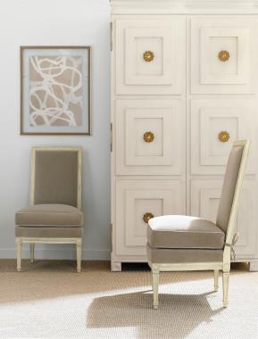 HC1331-23 Delphine Slipper Chair with HC1569-70 Tuxedo Armoire Room Scene