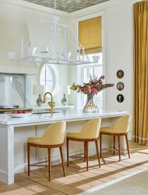 HC1650-03 Laurent Counter Stool shown in COM fabric and optional Tawny finish.