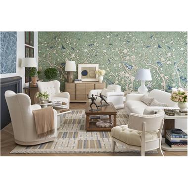 Room Scene: HC3500-90 El Dorado Sofa shown in HC298-10 fabric with COM Kravet 37657-106 fabric on kidney pillows and Natural finish; HC3500-24 ElDorado Club Chair shown in HC298-10 fabric with HC393-12 welt on kidney pillow and Natural finish; HC3459-70 Sparta Dresser shown in Ecru finish; HC3519-70 Oliver Trestle Console shown in Baja finish; HC3518-70 Comer Cocktail Table shown in Chestnut finish; HC3408-23 shown in HC140 leather and Cream Linen finish; HC3420-27 Kacey Swivel Chair shown in HC191-10 fabric with HC124 on buttons and Sahara finish and HC3449-70 Zitelli Side Table shown in Chalk finish on top and bottom and Chestnut finish on sides.
